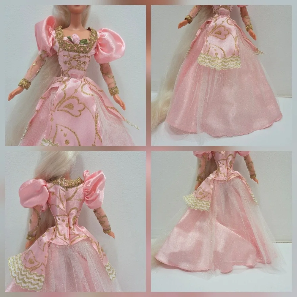 Vintage 1997 RAPUNZEL Barbie Doll Mattel Long Hair Pink Gown #17646 Gold Crown